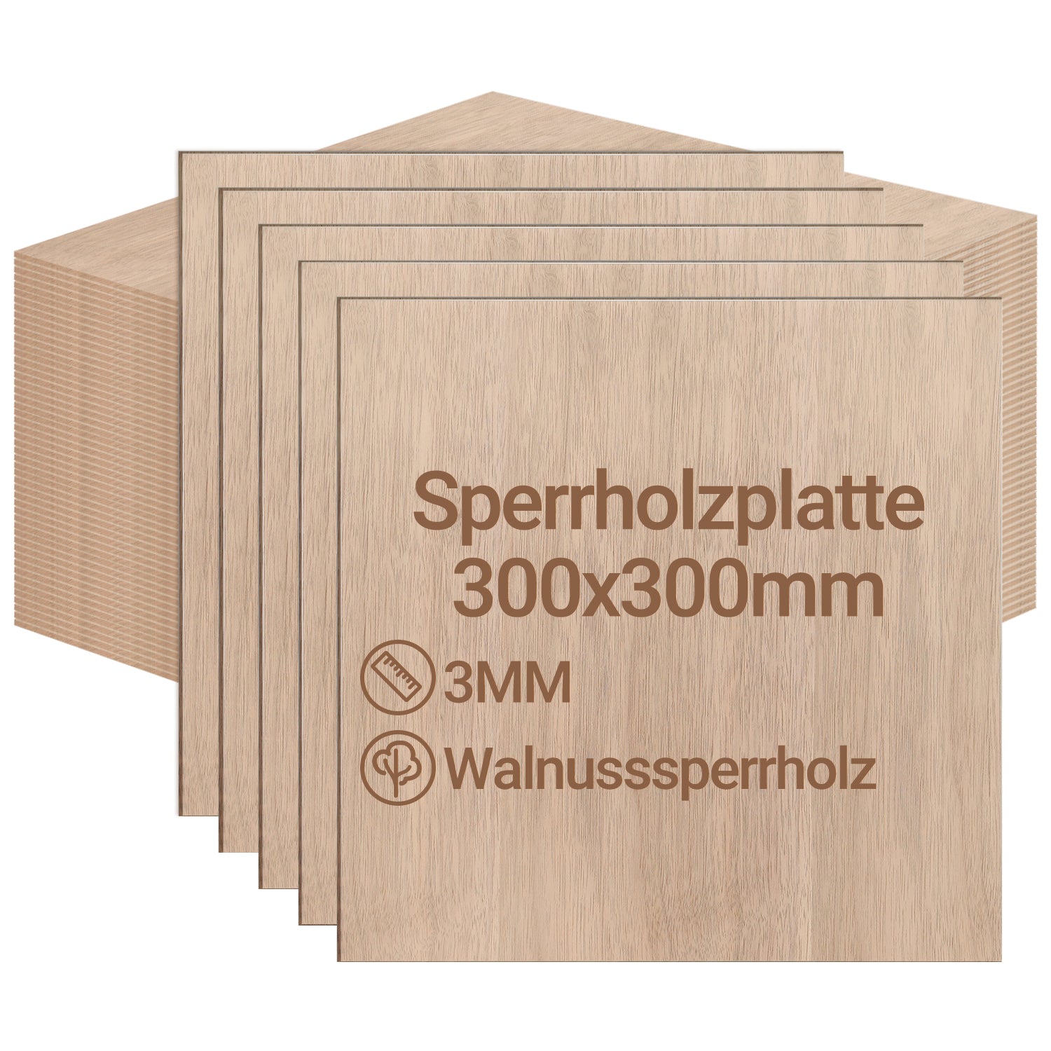SWANEW Sperrholzplatte, Walnuss Sperrholz, 3mm, holzplatte, für Laser Gravur, Malerei DIY