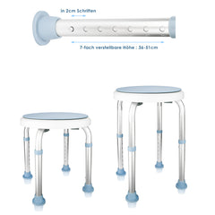 SWANEW Duschhocker für Senioren, 360°Drehbarer Runder Badhocker, höhenverstellbarer,Rutschfester Badezimmerhocker,Duschhilfe，belastbar bis 136 kg