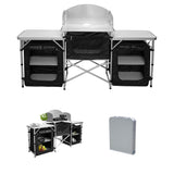 SWANEW Faltbar Campingküche,Campingschrank mit Tragetasche,Alu Outdoor Camping Küche,Zeltschrank,Küchenbox