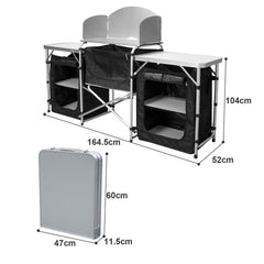 SWANEW Faltbar Campingküche,Campingschrank mit Tragetasche,Alu Outdoor Camping Küche,Zeltschrank,Küchenbox