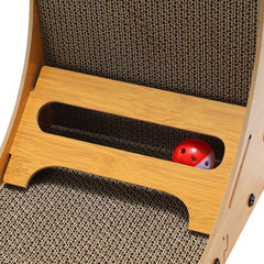 SWANEW Katzen Kratzbrett L förmig Kratzpappe Kratzmatte Eckkratzbrett, 62 cm Hohe Katzenkratzbrett mit Ballspielzeug