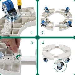SWANEW Pflanzenroller rund mit Handschuhen, Ø 38cm bis 52cm, Blumentopf Rolluntersetzer mit Rollen Blumenroller