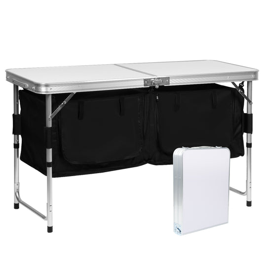 SWANEW Campingküche Küchenbox Zwei Desktops Windschutz Alu Spritzschutz Faltschrank