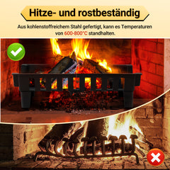 SWANEW Kaminrost Premiumqualität Gussrost Feuerbock Schwarz Ofenrost Einzelrost