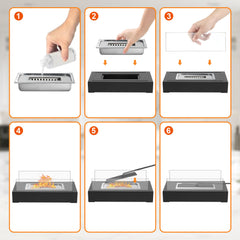 SWANEW Tischkamin Bioethanol, Dekokamin, Tischfeuer mit Löschstab Ethanol, 35 x 18 x 15 cm