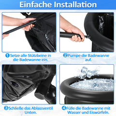 SWANEW Eisbad Eisbaden Tonne 80 cm, Faltbare Badewanne 390L,  Kältetherapie Set mit 5 Isolierschichten, Aufblasbare Eistonne-Set für Zuhause