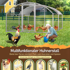 SWANEW Hühnerstall Freilaufgehege, 3 x 4 x 2 m, Dome Roof Freigehege, Verzinkter Stahl