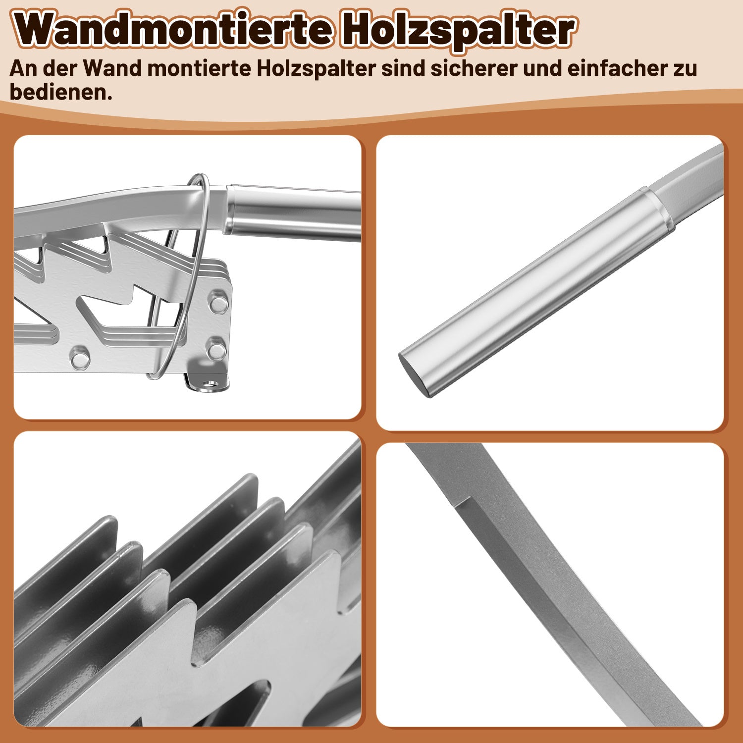 SWANEW Manueller Holzspalter mit langen Handgriff, Handholzspalter, Wandhalterung Brennholzspalter