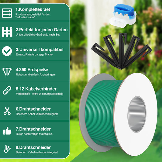 SWANEW Begrenzungskabel Set, Ø2,7m bissfest Mähroboter Erdnägel Kabelverbinder