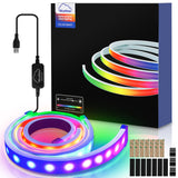SWANEW 2-10M Neon LED Strip RGBIC Flex Schlauch Wasserfest, Diffus, Dimmbar, App-Steuerung