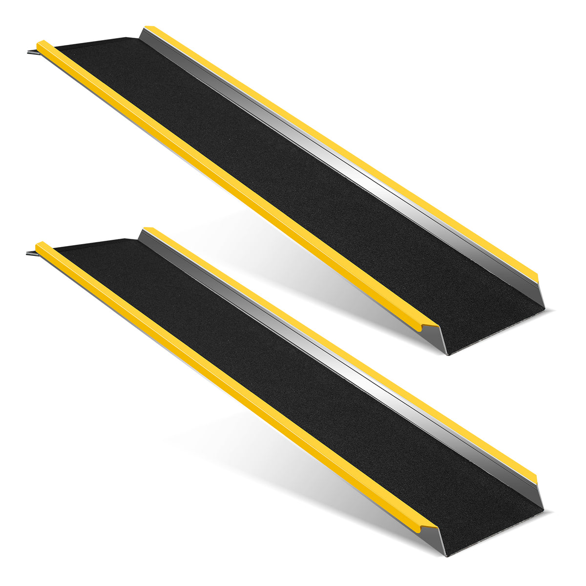 SWANEW 2 Stück Auffahrrampe, 118cm Alu Rollstuhlrampe, Laderampe Tragfähigkeit 300kg