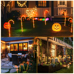 SWANEW Zuckerstangen LED Garten Weihnachtsdeko, 4/8 Stück Zuckerstange Weihnachts Dekoration Leuchtstab Außen, mit Erdspieß, wasserdichte Batteriebox