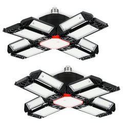 SWANEW Led Werkstatt Deckenleuchte, Garagenlampe 200W, Led Garagenbeleuchtung 20000LM 6500K, Werkstatt Beleuchtung mit 12 Verstellbaren Paneelen, E26 / E27 Werkstattbeleuchtung für Keller [Energieklasse F]