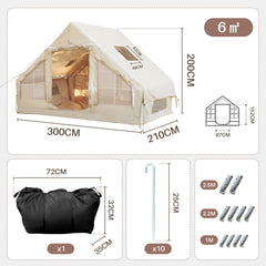 SWANEW Aufblasbares Zelt, Campingzelt, Familienzelt mit Fenster und Tür, 6.3㎡/12㎡