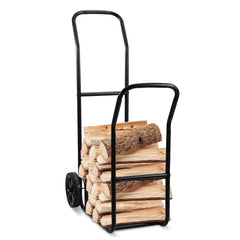 SWANEW Brennholzwagen, max. 80 kg, Kaminholzständer Kaminzubehör mit Rollen Holztransportwagen Brennholzständer, Schwarz 70x42x109cm