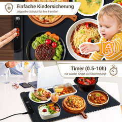 SWANEW Warmhalteplatte Elektrisch, 240W Faltbare Speisenwärmer, mit  Kindersicherung, 65x38 cm