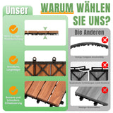 SWANEW Holzfliesen, Terrassenfliese, Balkonfliesen, 30x30 cm, 1-5 m²