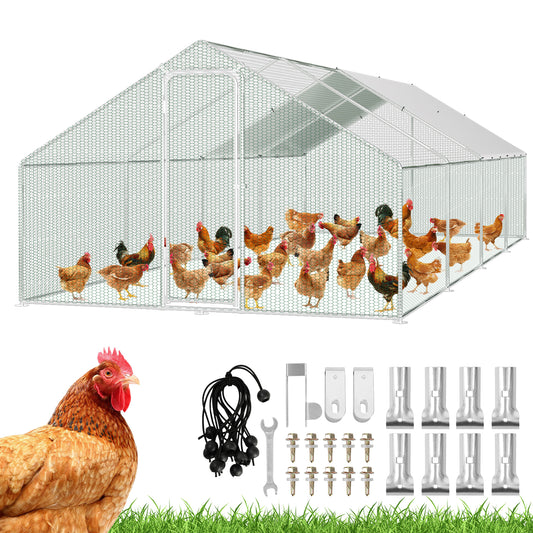 SWANEW Hühnerstall, 3x8x2m, Freilaufgehege, Hühnerhaus, Kleintiergehege, Voliere