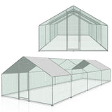 SWANEW Hühnerstall, 3x8x2m, Freilaufgehege, Kleintierstall, Voliere