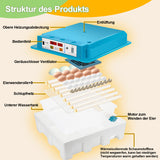 SWANEW 64 Eier Brutmaschine Vollautomatisch, Brutautomat Vollautomatisch Hühner mit Feuchtigkeitsüberwachung und Automatischer Eierrotation