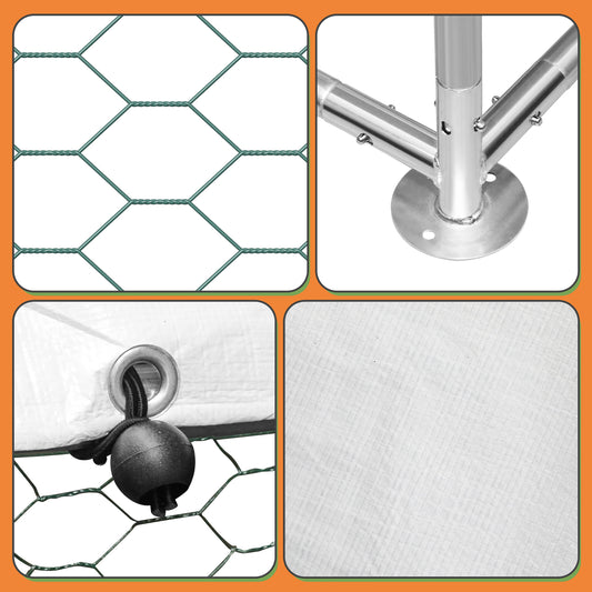 SWANEW Hühnerstall, Hühnerhaus, Freilaufgehege, 3x6x2m, Kleintierstall