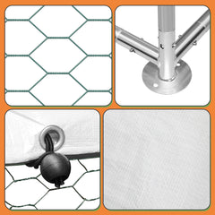 SWANEW Hühnerstall, Freilaufgehege mit Schloss, 3x4x2m, Kleintierstall Freigehege, Vogelkäfig