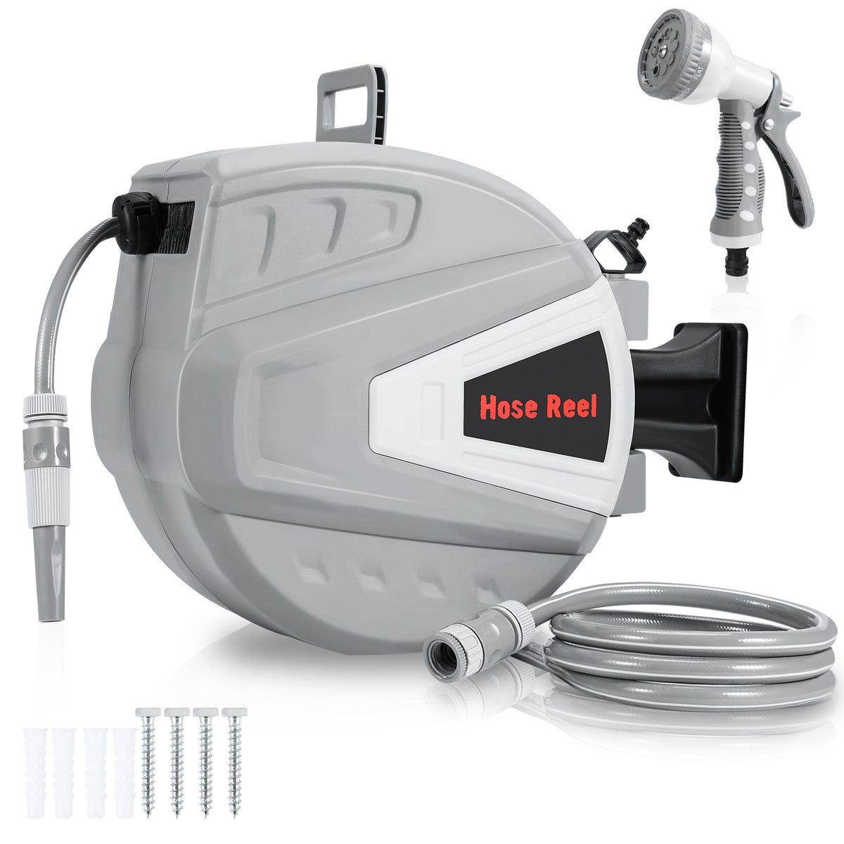 SWANEW Schlauchtrommel Wasser, 20-30m Schlauchaufroller Wandmontage, Gartenschlauch