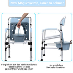 Toilettenstuhl, Duschhocker, WC-Stuhl Höhenverstellbar 42-54cm