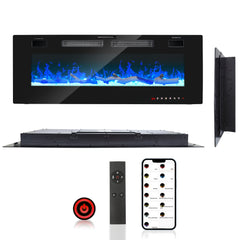 SWANEW Elektrokamin Wandkamin, Elektrischer Kamin, Wandkamin Elektrischer mit Heizung, 750W/1500W, 127cm