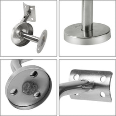 SWANEW Edelstahl Handlaufhalter, Handlaufträger mit Abdeckrosette, Handlauf Wandhalter Neigung Verstellbar Wandbefestigungen, Handlaufstütze