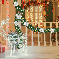 SWANEW 2.7M Weihnachtsgirlande, Künstlich Tannengirlande mit Beleuchtung inkl.Deko, Batteriebetrieben mit 50 LEDs Warmweiß, Weihnachtskranz Weihnachtsdeko Girlande