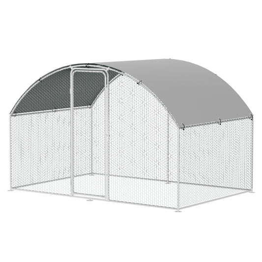 SWANEW Hühnerstall Freilaufgehege XL mit Schloss, 3x2x2m Verzinkter Stahl Hühnerhaus Freigehege Outdoor Geflügelstall Kuppeldach