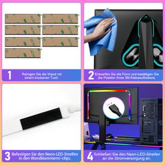Neon LED Strip RGBIC Gaming PC Monitor Hintergrundbeleuchtung
