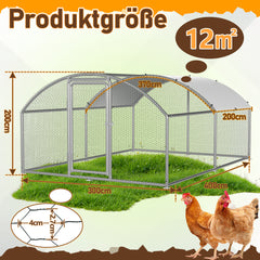 SWANEW Hühnerstall Freilaufgehege, 3 x 4 x 2 m, Dome Roof Freigehege, Verzinkter Stahl
