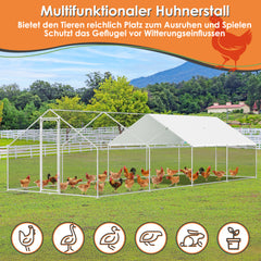 SWANEW Hühnerstall, 3x8x2m, Freilaufgehege, Hühnerhaus, Kleintiergehege, Voliere