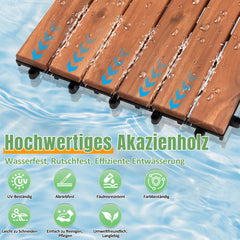 SWANEW Holzfliesen, Terrassenfliese, Balkonfliesen, 30x30 cm, 1-5 m²