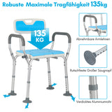 SWANEW 3 in 1 Duschhocker & Toilettenstuhl für Senioren, 36-52cm Höhenverstellbar Toilettensicherheits,Rahmen erhöhter Toilettensitz Badhocker für Erwachsene