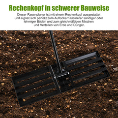 SWANEW Rasen rakel, Rasenschieber, Flächenebner,  Wiese Rechen, 75cmx25cm