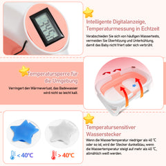 SWANEW 50L Baby Badewanne, Faltbare babywanne mit Anti Stütze, baby wanne mit Echtzeit-Temperaturmessung, Badewanneneinsatz Baby-Badewanne, für Babys 0-6 Jahre