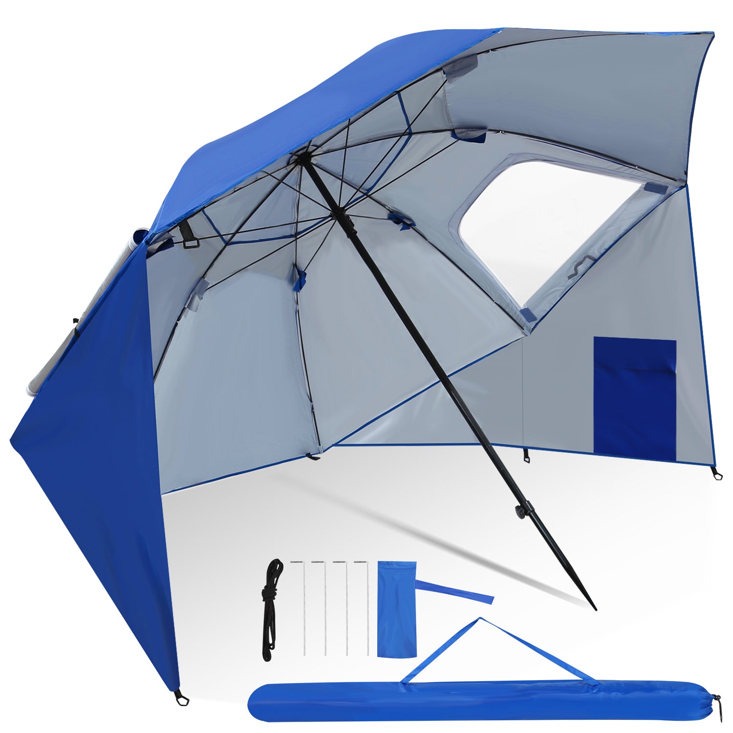 2 in 1 Sonnenschirm Alu Strandschirm 