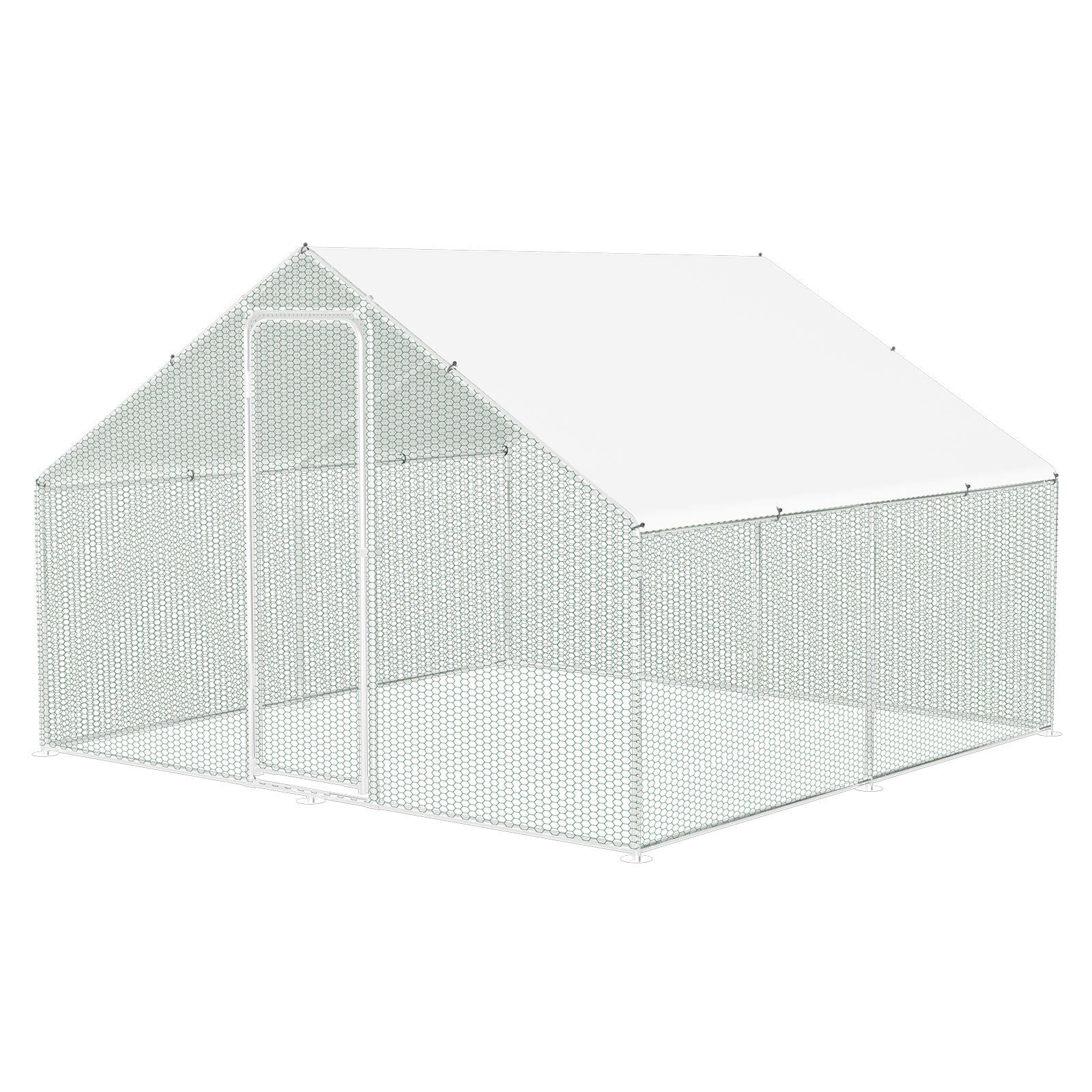 SWANEW Hühnerstall Freilaufgehege 3x3x2m, Hühnerhaus mit Schloss, Geflügelstall Verzinkter Stahl, Kleintierstall