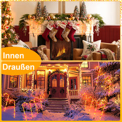 SWANEW Zuckerstangen LED Garten Weihnachtsdeko, 4/8 Stück Zuckerstange Weihnachts Dekoration Leuchtstab Außen, mit Erdspieß, wasserdichte Batteriebox