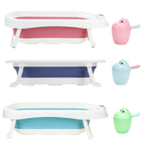 SWANEW Faltbare Baby Badewanne Babywanne mit Thermometer, Badekissen, Haarwaschbecher, babybadewanne, Babybadewanne mit gestell ab 0-3 Jahre