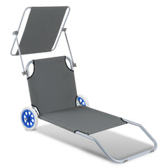 SWANEW Sonnenliege Alu mit 2 Rädern klappbar Strandliege Gartenliege