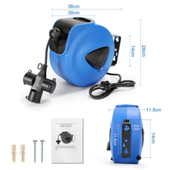 SWANEW Automatik Kabelaufroller 20M+1.5M Kabelaufroller, mit 3-Fach Anschluss, Kabeltrommel mit Stopfunktion,Verlängerungskabe, mit 180° drehbar Wandhalterung, für Wandmontage
