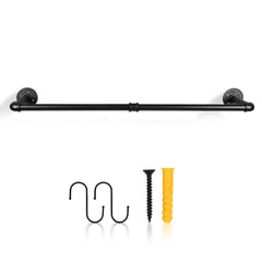 SWANEW Wandgarderobe Kleiderstange Wandmontage mit Haken, 92 x 25 cm 65kg Belastbar