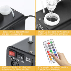 SWANEW Nebelmaschine Bodennebelmaschine 500W 13 farben RGB Dunstnebel Effekt LED Show