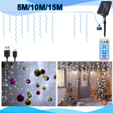 SWANEW Solar Eisregen Lichterkette, Solarlichterkette, 5/10/15M Weihnachten Deko