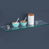 SWANEW Glasablage Glasregal, Glas Wandregal Klarglas mit 8mm ESG Sicherheitsglas und Halterung, Duschregal/Badablage