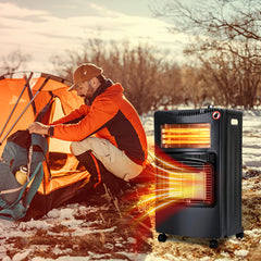 SWANEW Gasheizer 4200W & Elektroheizung 1260W, Elektrische Gas-Zweizweckheizgeräte, Infrarot Heizstrahler, Heizstrahler Gasheizgerät mit 3 Schutzvorrichtungen [Energieklasse A]